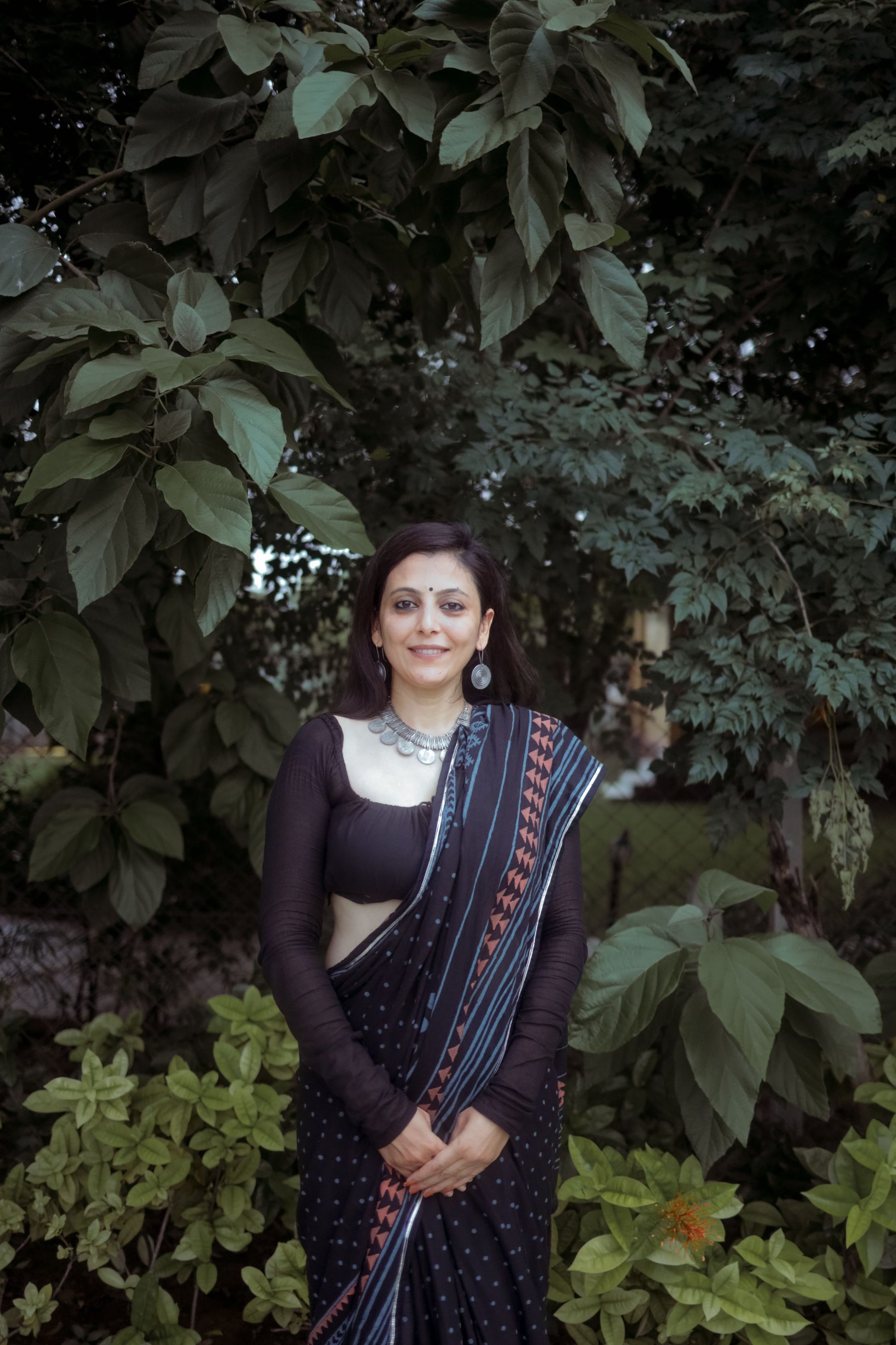 Black Hand Block Printed Saree with Custom Blouse - Tijoreebynikita