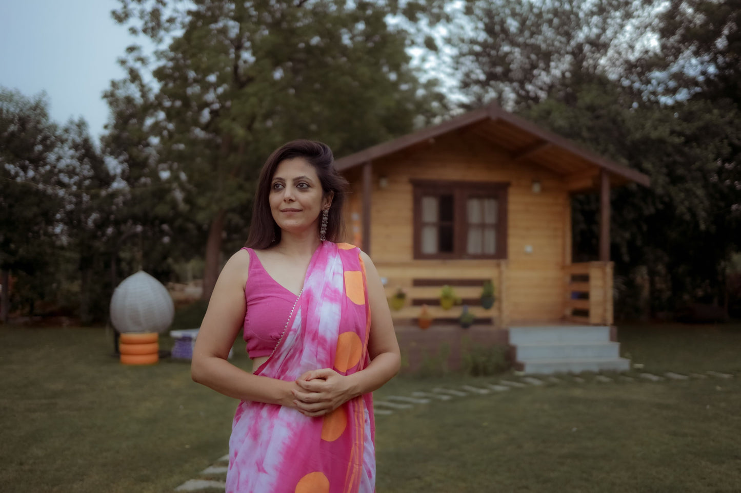 Pink Tie-Dye Hand Block Printed Saree with Custom Blouse - Tijoreebynikita