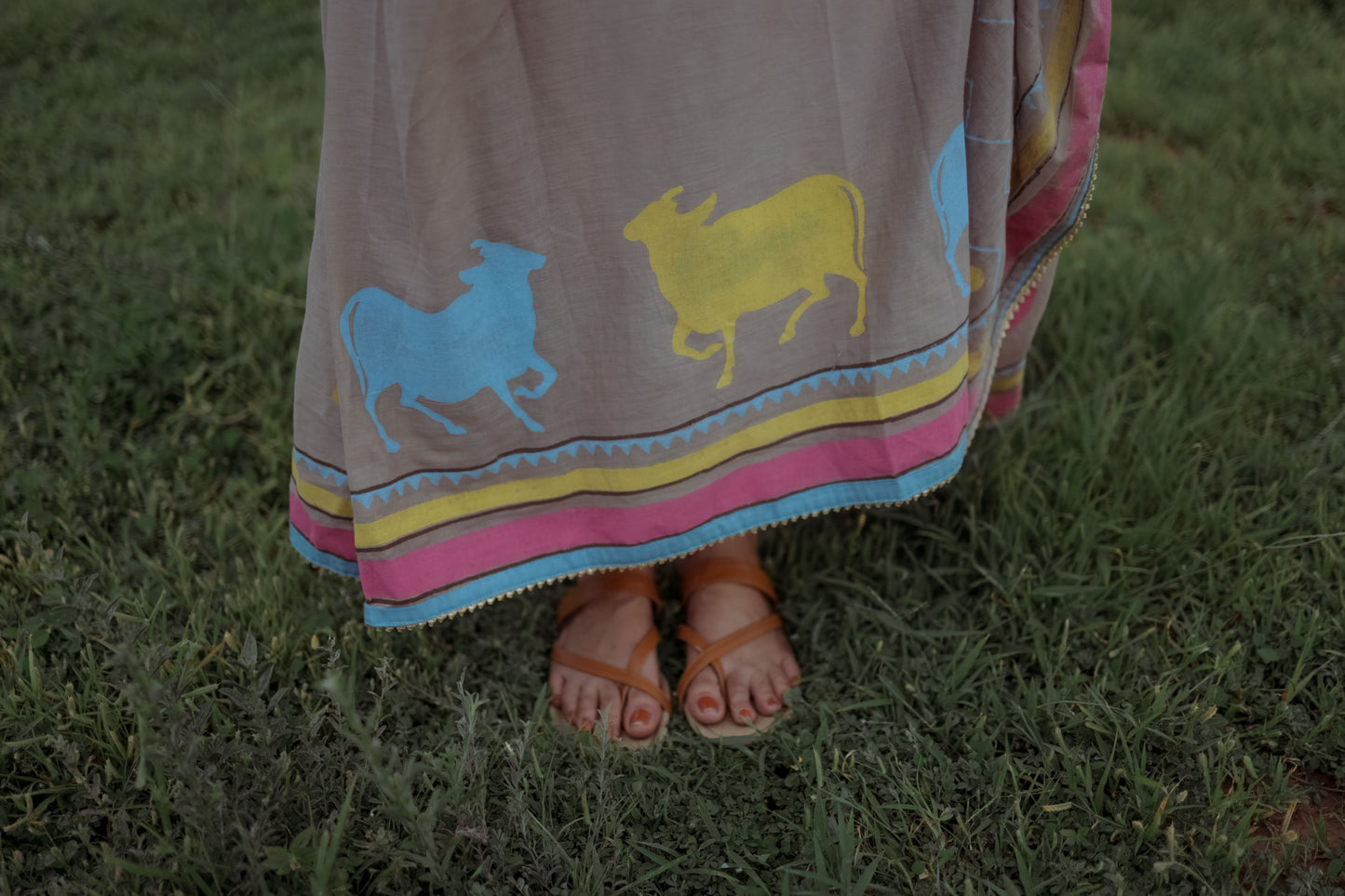 Beige Pastel Hand Block Printed Saree with Custom Blouse - Tijoreebynikita