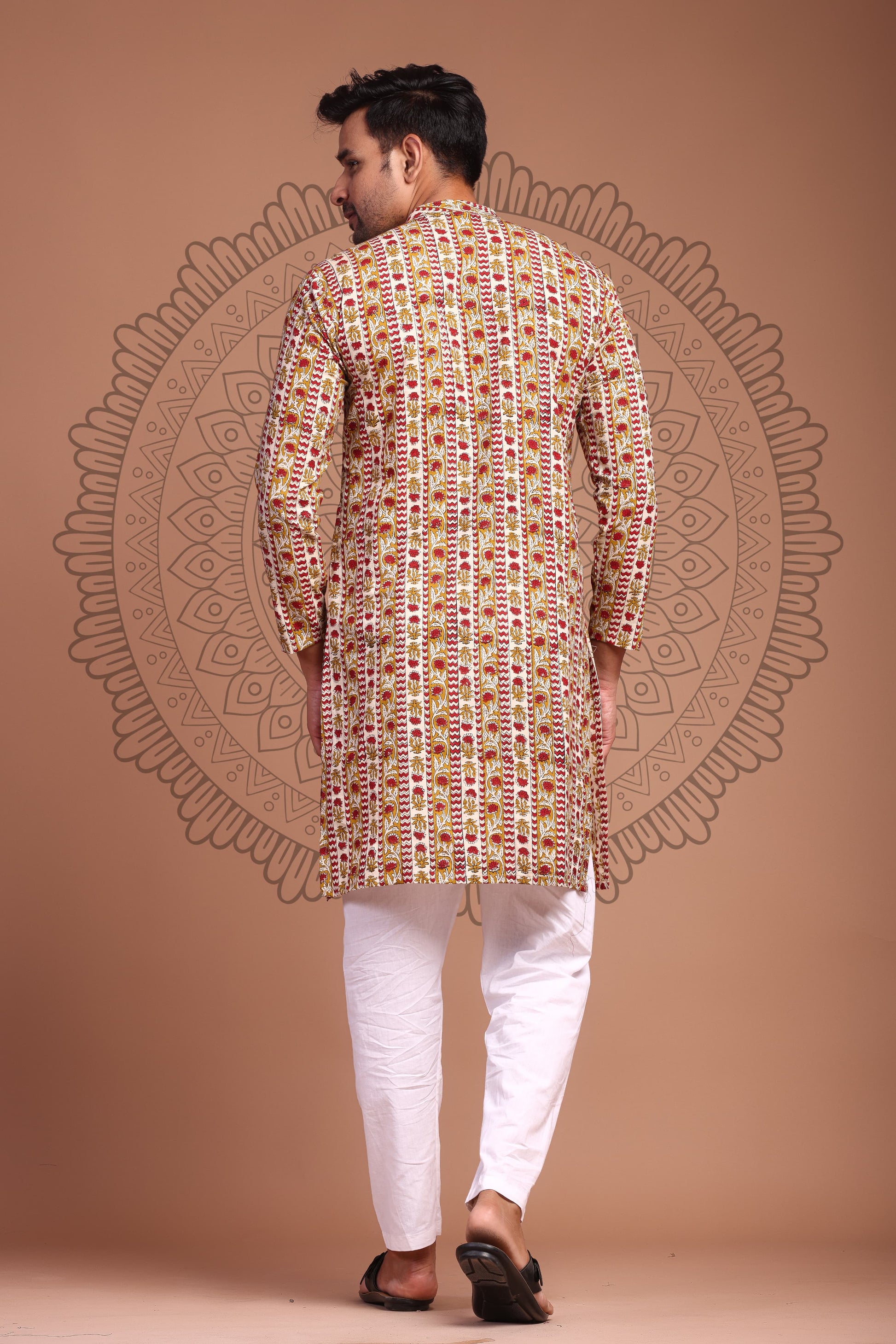 Off White Hand Block Printed Men's Kurta - Tijoreebynikita