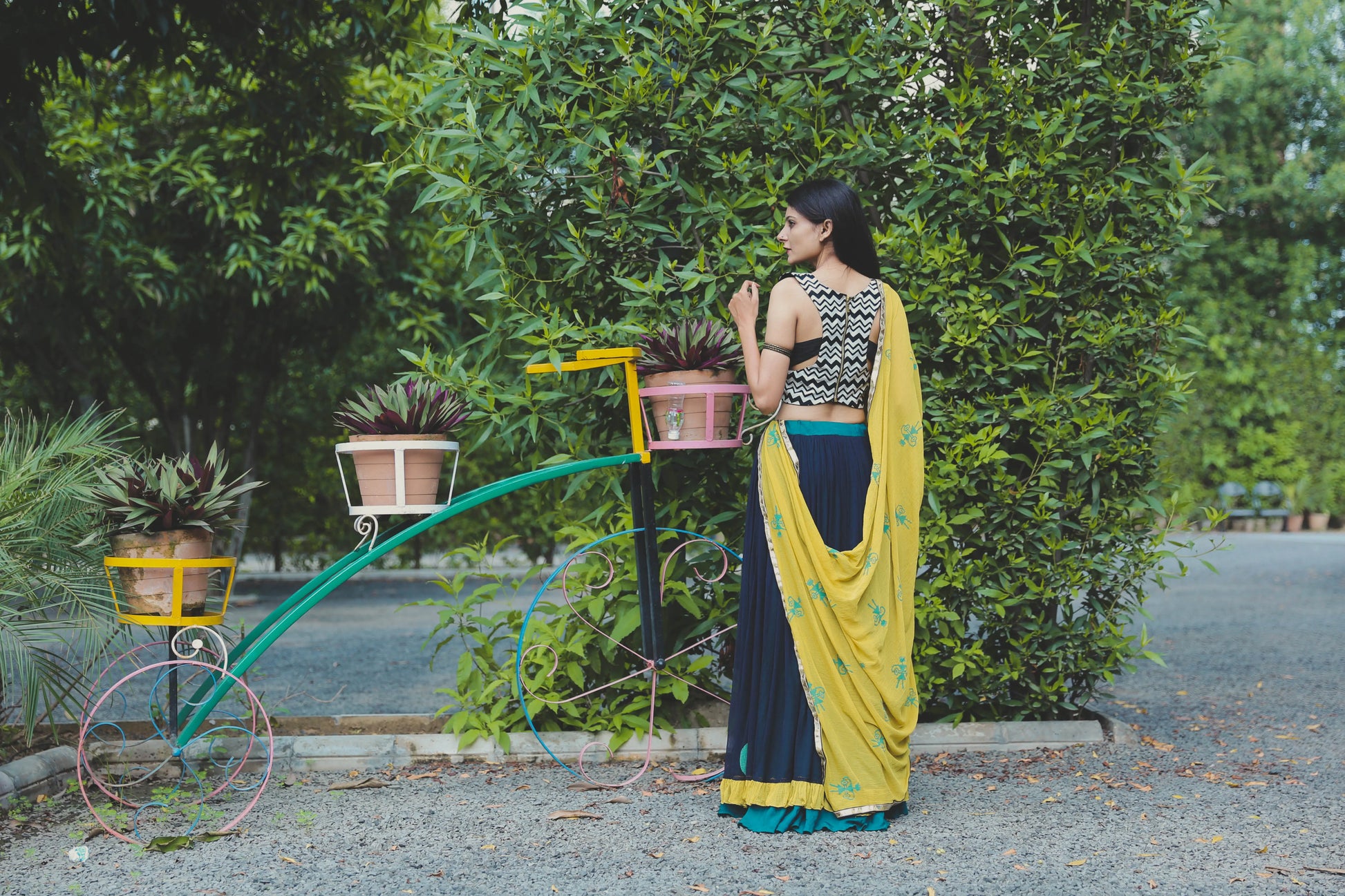 Black & White Abstract Print Hand Block Printed Lehenga Set - Tijoreebynikita