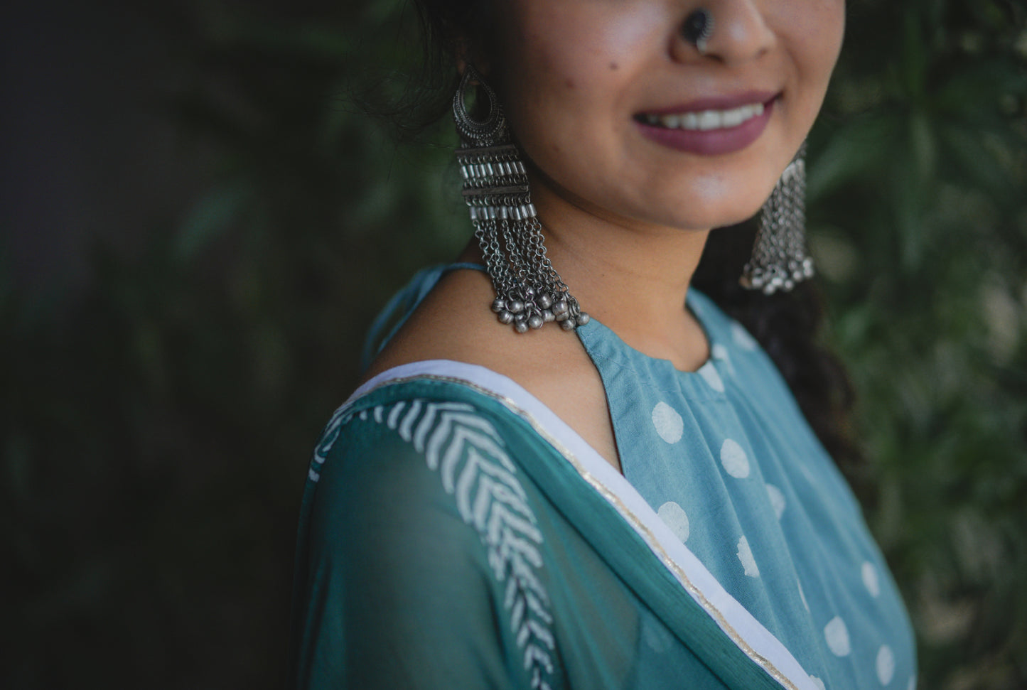 Macaw Blue Green Hand Block Printed Lehenga Set