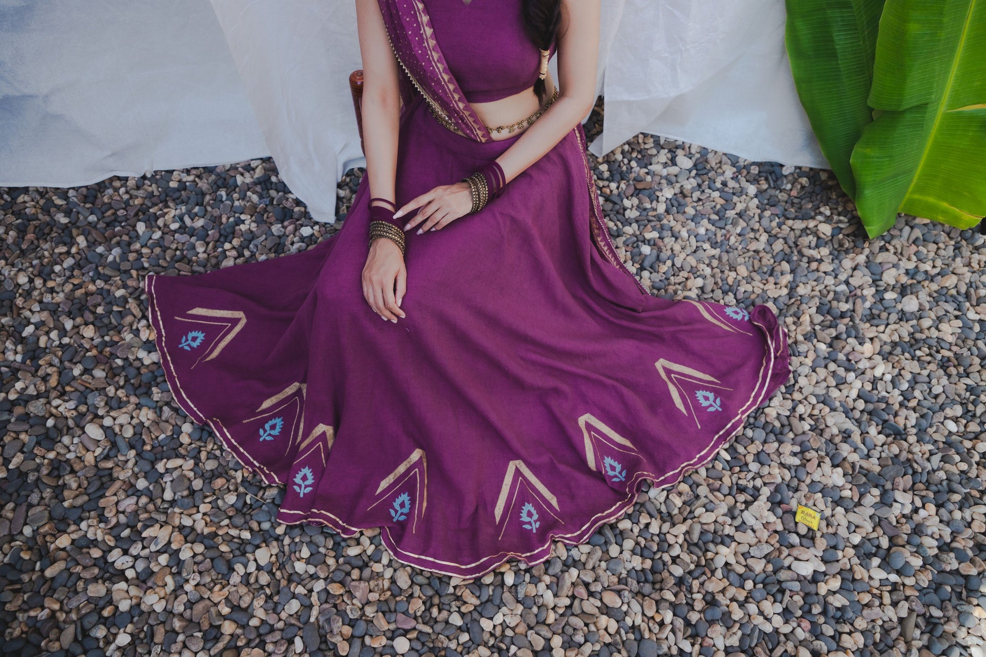 Mauve Purple Hand Block Printed Lehenga Set - Tijoreebynikita