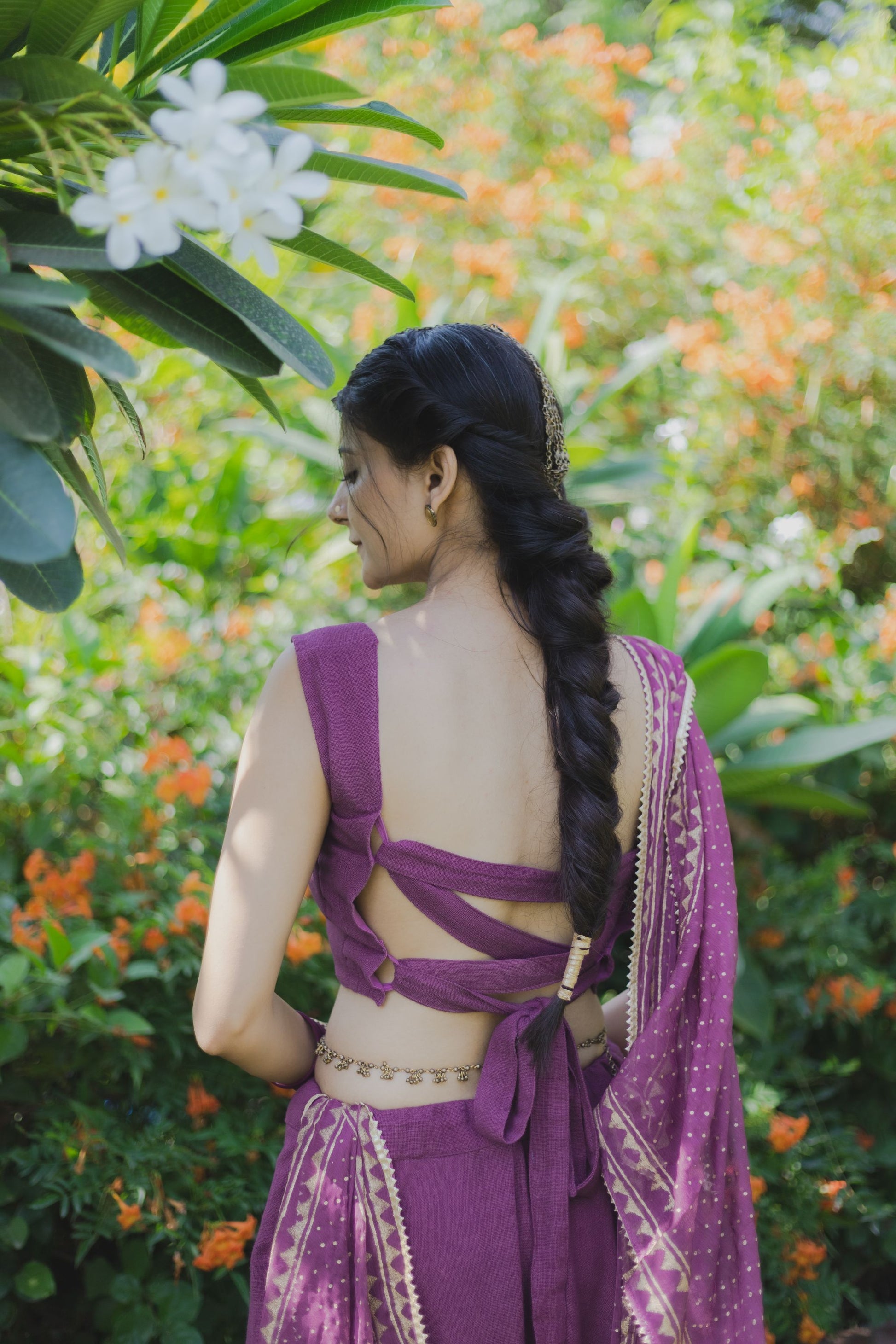 Mauve Purple Hand Block Printed Lehenga Set - Tijoreebynikita