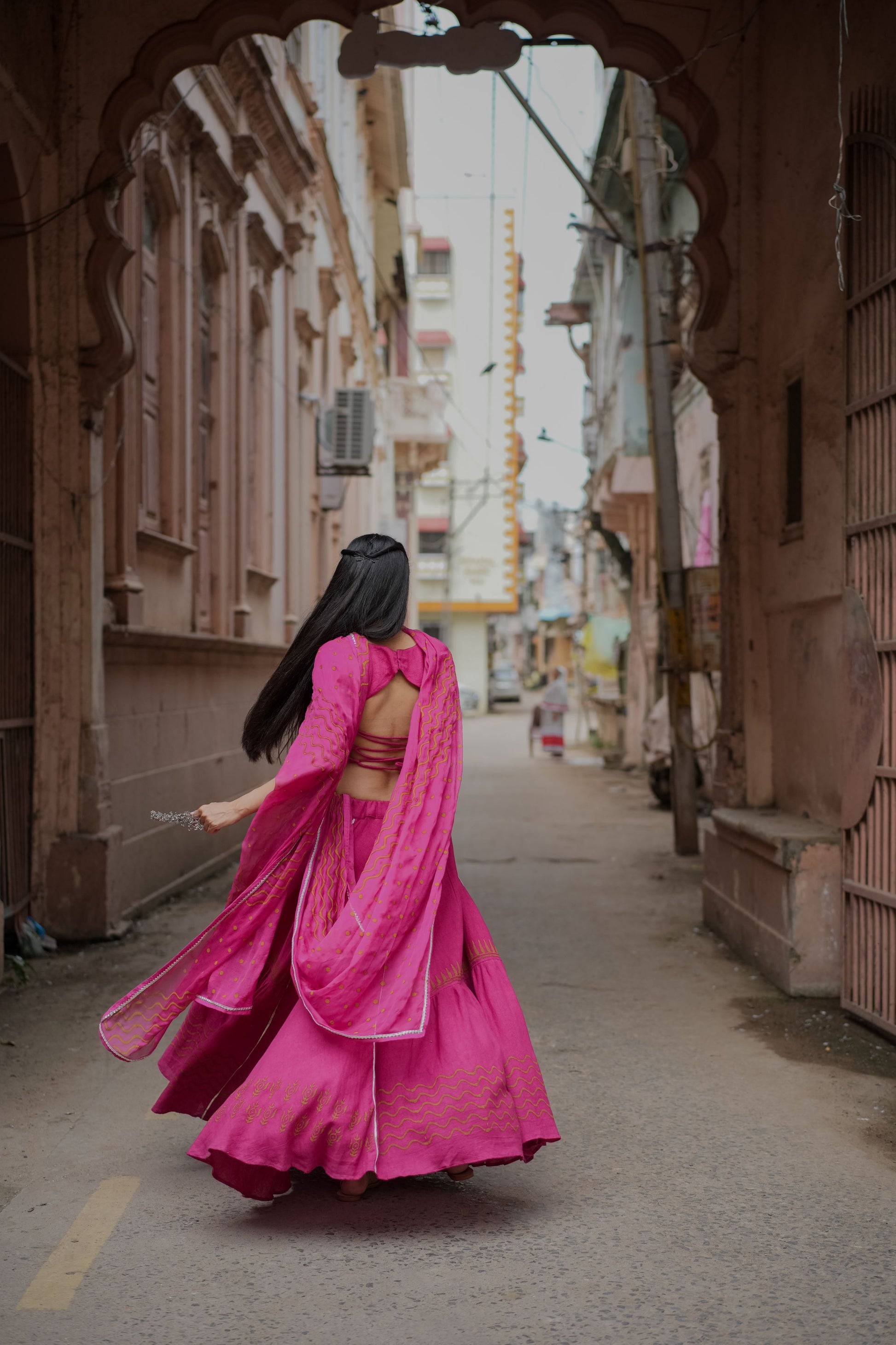 Rani Pink Hand Block Printed Lehenga Set - Tijoreebynikita