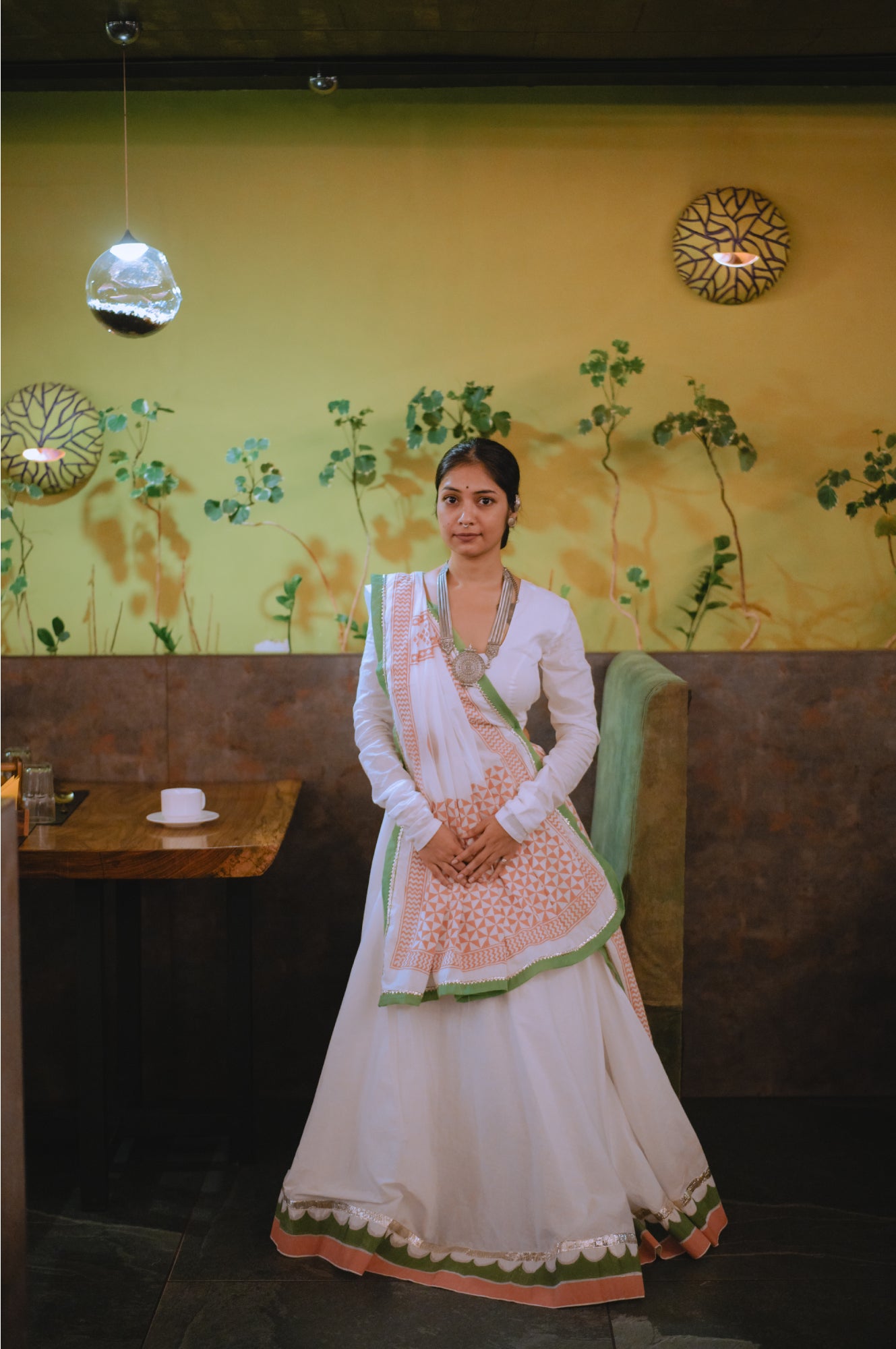 All-White Hand Block Printed Lehenga Set