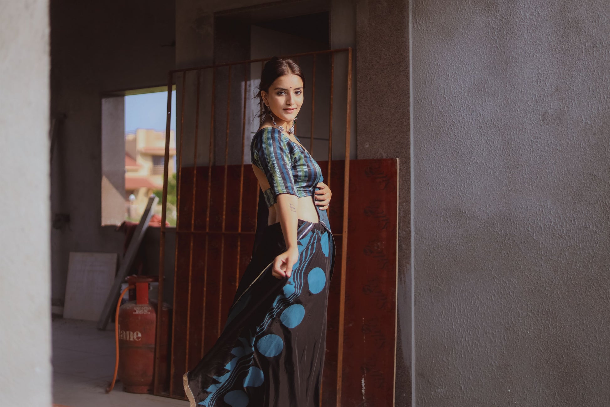 Sherpa Blue & Black Hand Block Printed Lehenga Set - Tijoreebynikita